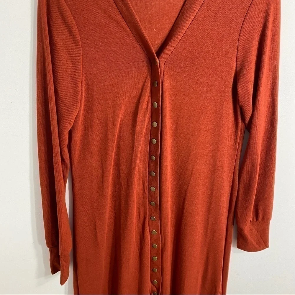 Amaryllis Button Down Orange Duster Medium Women’s Cardigan Sweater